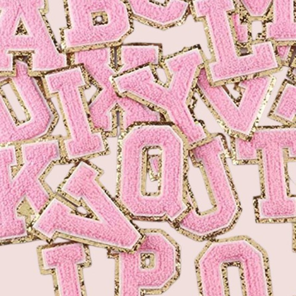 Pink Glitter Chenille Varsity Patch